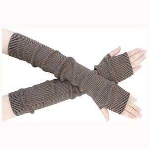 Blended Arm Warmer Winter Fingerless Dark Camel